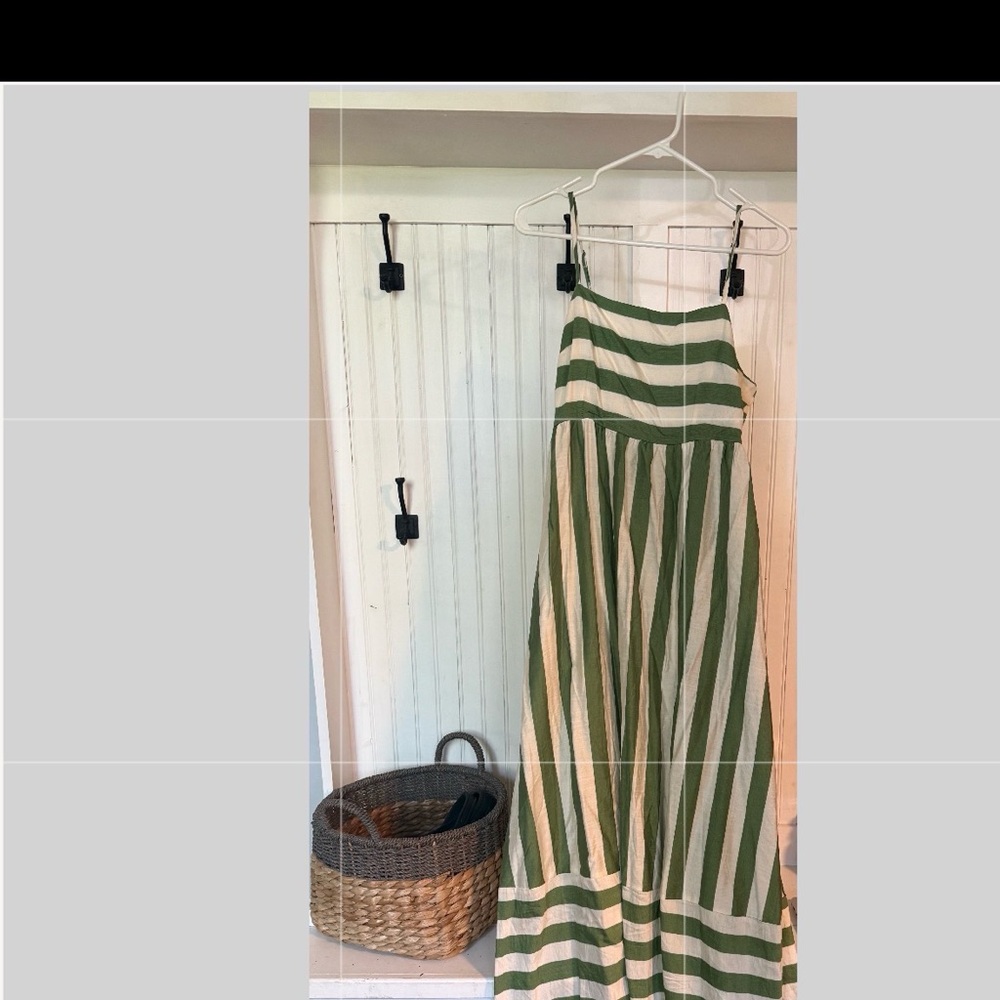 Striped Green and Cream Maxi Dress